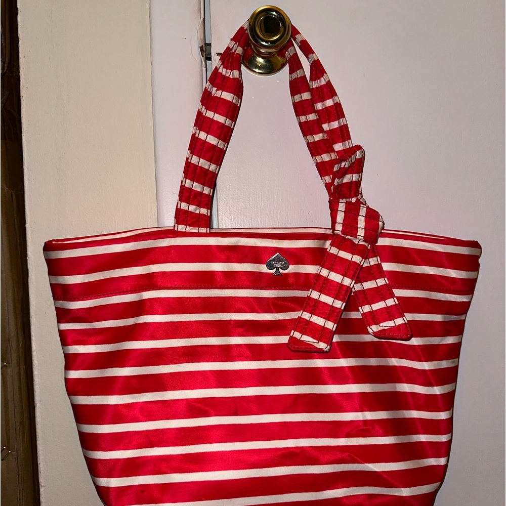 Kate spade red striped nylon tote